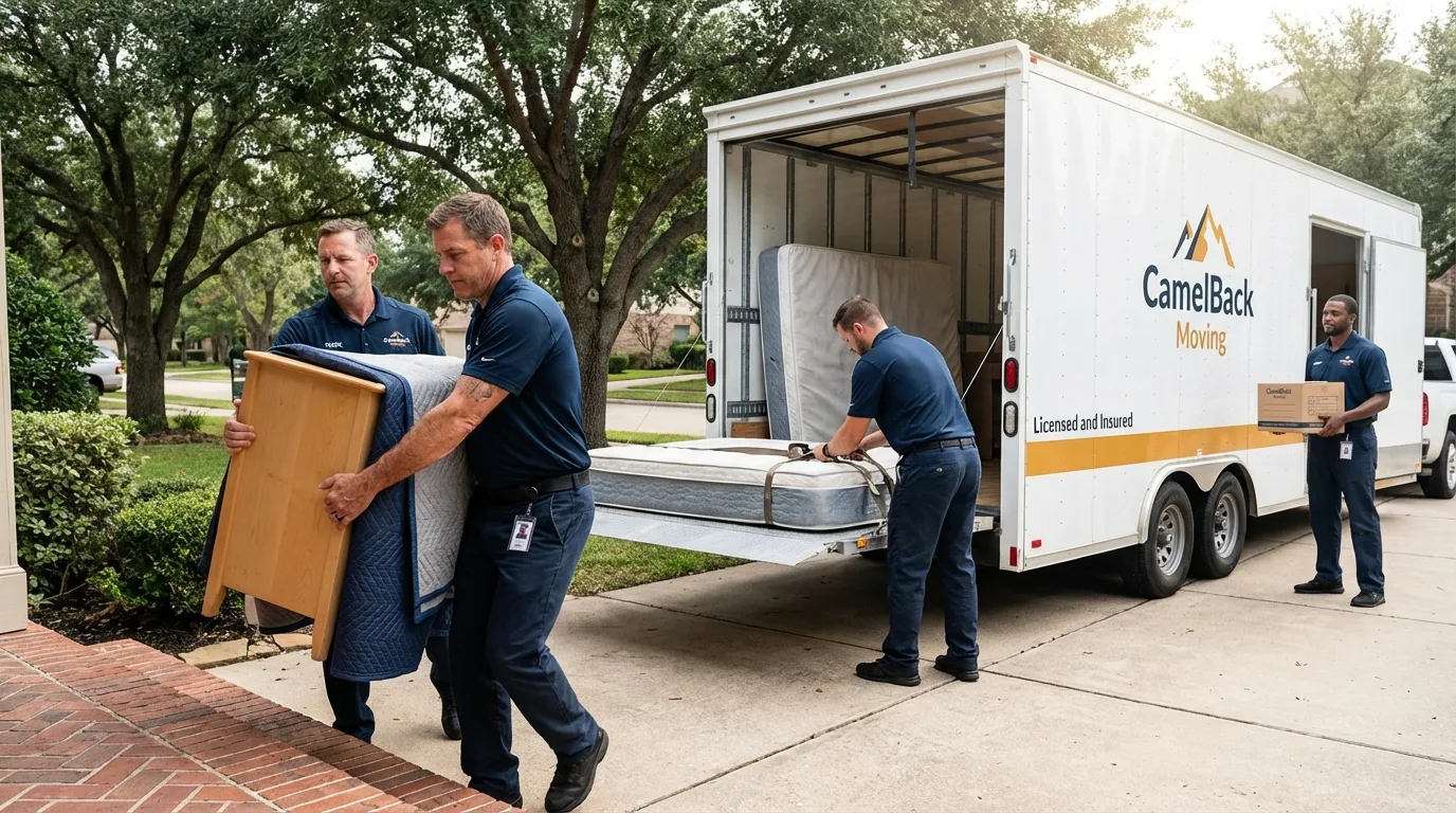 Crew loading residential truck for cross-state move from Waukegan, IL