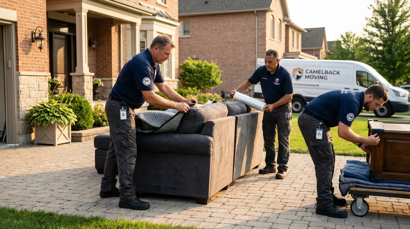 Large estate moving crew wrapping furniture in Waukegan, IL