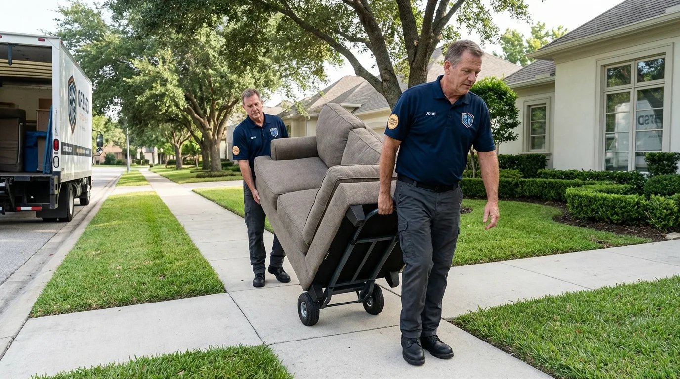 Local residential moving crew loading furniture in Waukegan, IL