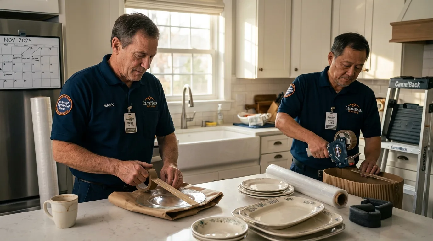 Professional crew packing kitchen dishware in Waukegan, IL